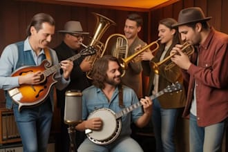 record mandolin, brass horn, trumpet, banjo, saxophone harmonica for country