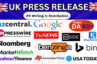 write, publish UK press release submit press release on top uk media outlets
