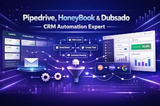 setup pipedrive honeybook dubsado or bitrix24 CRM automation