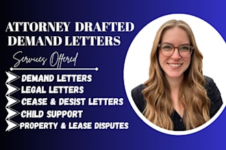 review and draft demand letters or legal letters as us attorney