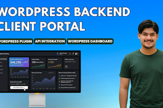 build wordpress backend, API integration, client portal dashboard