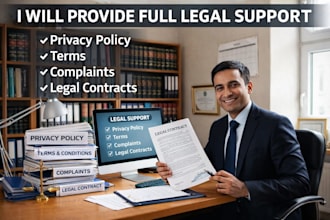 provide full legal support privacy policy, terms, complaints and legal contracts