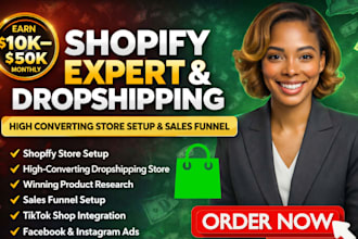 ecommerce shopify dropshipping marketing store sales funnel setup tik tok shop