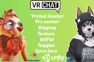 do a custom vrchat avatar vrc avatar furry nsfw 3d model VR character commission