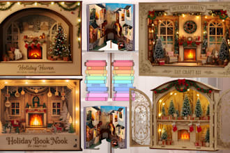 do 3d book nook laser cutting miniature toy bookshelf dxf stl for 3d printing