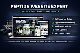 build  high converting peptide website for fitness weight loss supplements brand