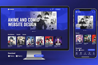 design anime, webtoon, comic, and downloading websites, manga website