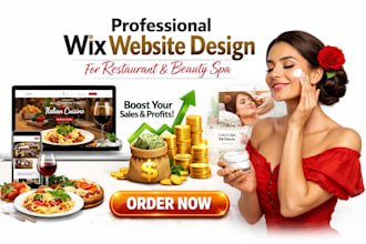 design wix website for italian restaurant or beauty cosmetic salon spa website