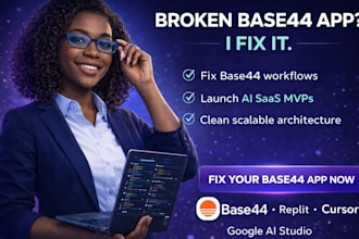 fix vibe base44 websites, web apps, base 44, base44 expert, google stitch, flow