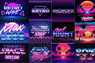 design a retro 80s logo with neon sign chrome effects