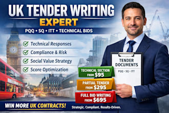 write UK tender proposal, pqq, itt, sq technical bid response