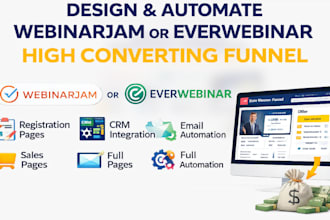 design and automate webinarjam or everwebinar high converting funnel