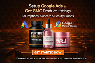 setup peptides google ads peptides gmc approval product listing skincare beauty