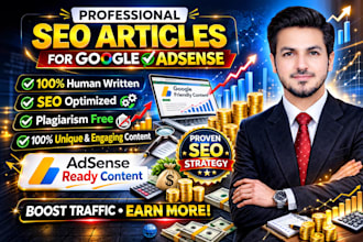 write SEO optimized articles for google adsense approval