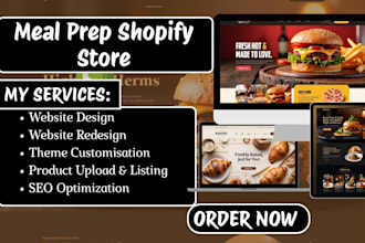design meal prep shopify store meal prep website and food website