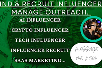 find recruit ai crypto saas tech influencers for startup launch, manage outreach