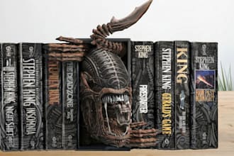 sculpt custom 3d print book nook home decor dioramas miniature sci fi bookshelf