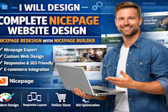 design complete nicepage website design, nicepage redesign with nicepage builder
