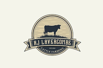 design classic family cattle farming logo