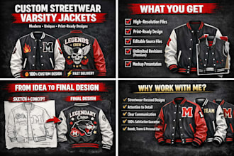 design custom varsity jacket, letterman, coat or bomber streetwear clothes brand