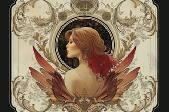 create vintage logo with art noveau illustration