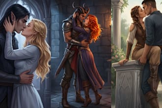 draw semi realistic couple art nsfw dark romance for cover design art character