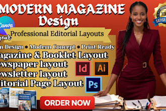 design modern magazine, newspaper, newsletter, booklet and editorial layouts
