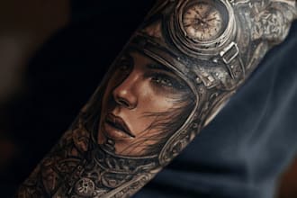 make your sleeve tattoo, tribal tattoo, realistic tattoo,