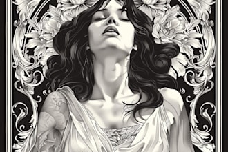 design decorative art nouveau portrait illustration
