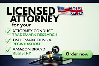conduct trademark search, filing and registration as a licensed attorney USA UK