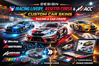 design iracing livery, assetto corsa and acc custom car skins racing, car craps