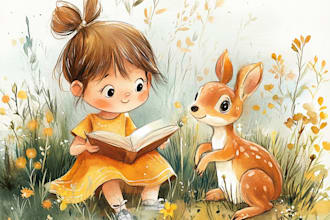 watercolor children book illustration