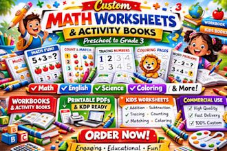 design math worksheets, activity book, workbook and printable PDF kids worksheet