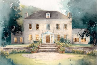 illustrate your wedding venue in watercolor realistically