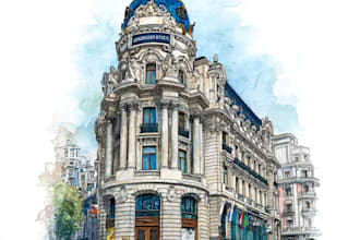 draw handmade watercolor illustration of architecture
