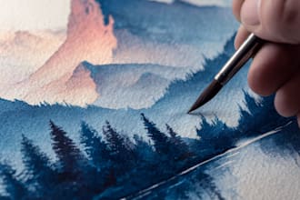 draw a watercolor landscape illustration