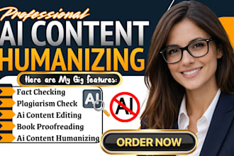 rewrite, humanize ai content, proofread ai text, book editing, plagiarism check