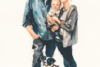 custom watercolor family portrait