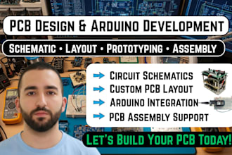 do pcb circuit design schematic development and pcb assembly for arduino project