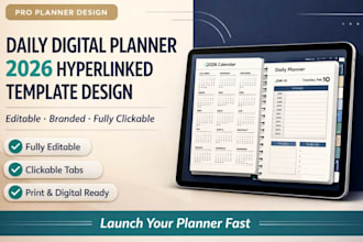 design canva daily planner, canva digital planner, 2026 hyperlinked planner
