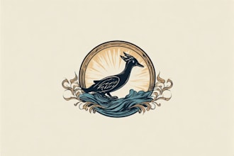 create vintage logo with art noveau illustration