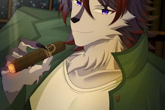 draw a full rendered furry anthro