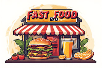 do fast food, bbq, coffee shop, juice and restaurant logo