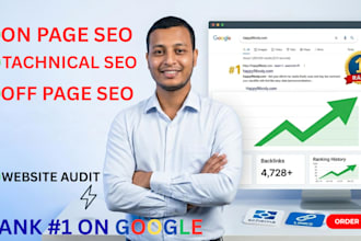 do on page SEO, technical and off page service for google ranking