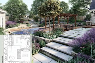 design a landscape design rendering outdoor backyard landscape design