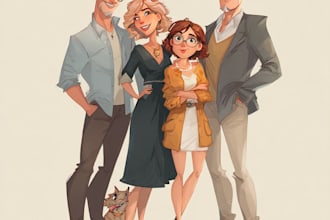 draw awesome portrait art family portrait illustration