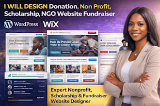 design donation non profit scholarship ngo website fundraiser on wordpress wix