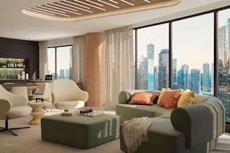 retrofit 3d studio interior,fitness center design,gaming lounge render,cgi lobby