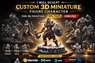 sculpt custom 3d miniature figure character for 3d printing stl zbrush
