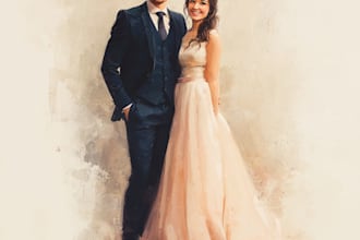 draw a couple portrait wedding portrait illustration
